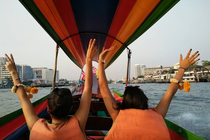 2-hour SUNSET Canal Tour + FOODS Tasting with Tour Guide - Starting at Pak Khlong Flower Market