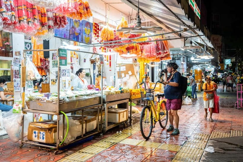 Bangkok by Night Cycling Tour with Street-food Meal - Riverside views of bridges, palaces, and skyline lights