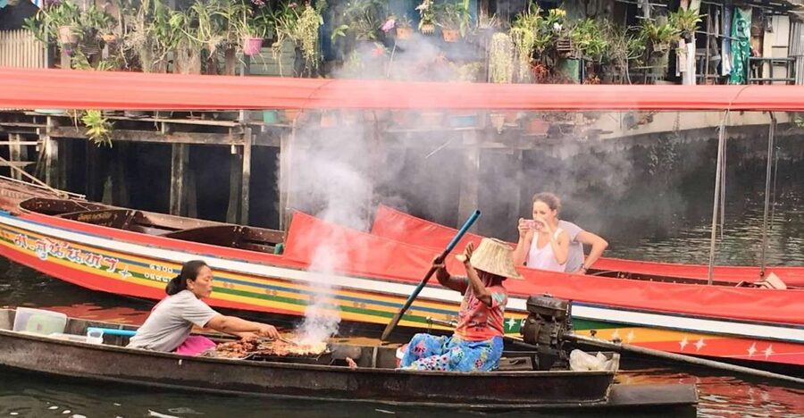 Bangkok: Canal Boat Tour, Big Buddha & Artist's House - Boarding a traditional longtail boat