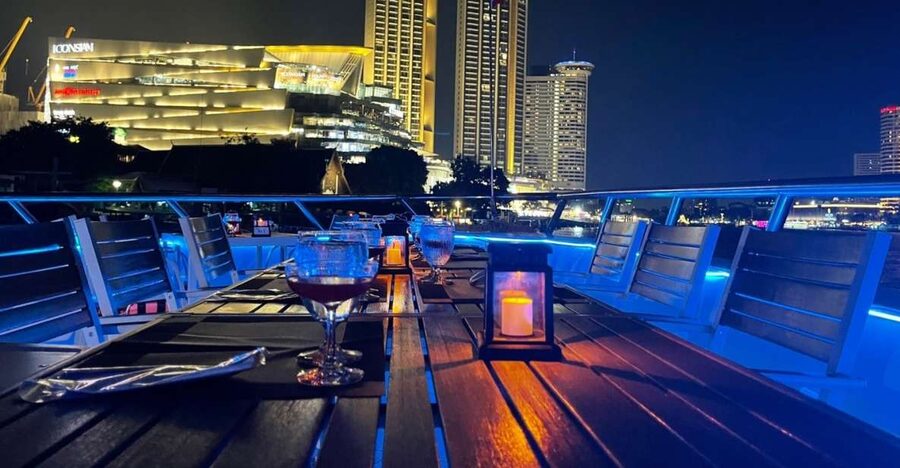 Bangkok: Chao Phraya River Buffet Dinner Cruise - Bangkok at night, seen from the Chao Phraya