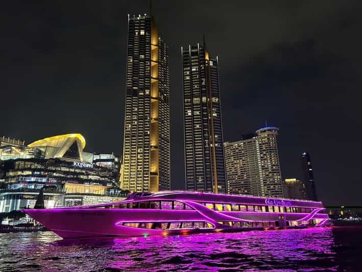 Bangkok: Opulence Luxury River Dinner Cruise - Rama VIII Bridge and Asiatique on the return route