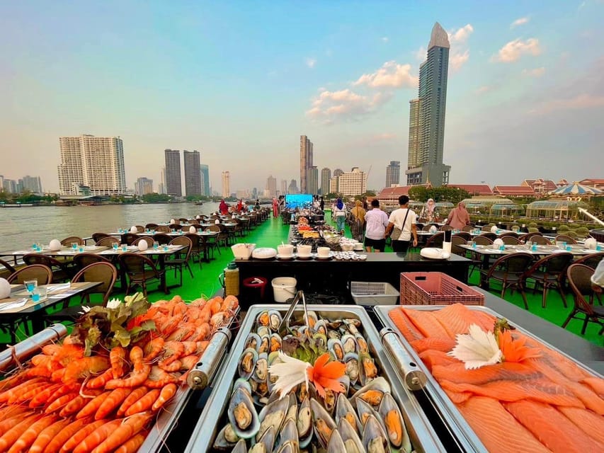 Bangkok: Royal Princess Cruise with Optional Hotel Transfer - Thai and international food, with a crowded buffet line