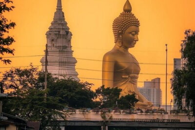 Sunset Food tour by Tuk Tuk boat with big Buddha view