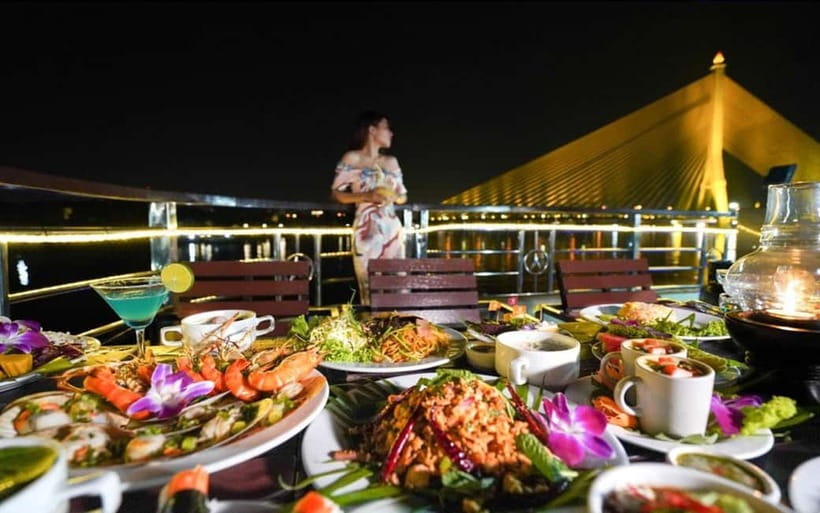 Bangkok: White Orchid Chao Phraya Cruise Free Flow Beer - Rama VIII Bridge and the northern view