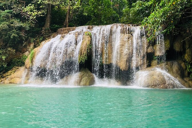 Erawan Waterfall and River Kwai Bridge Day Tour from Bangkok - Swimming and walking at Erawan Waterfall