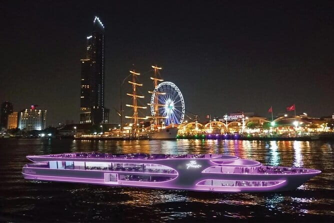 Romantic Sunset The Planet Cruise with Bangkok Night Views - Eating seafood while Bangkok lights up